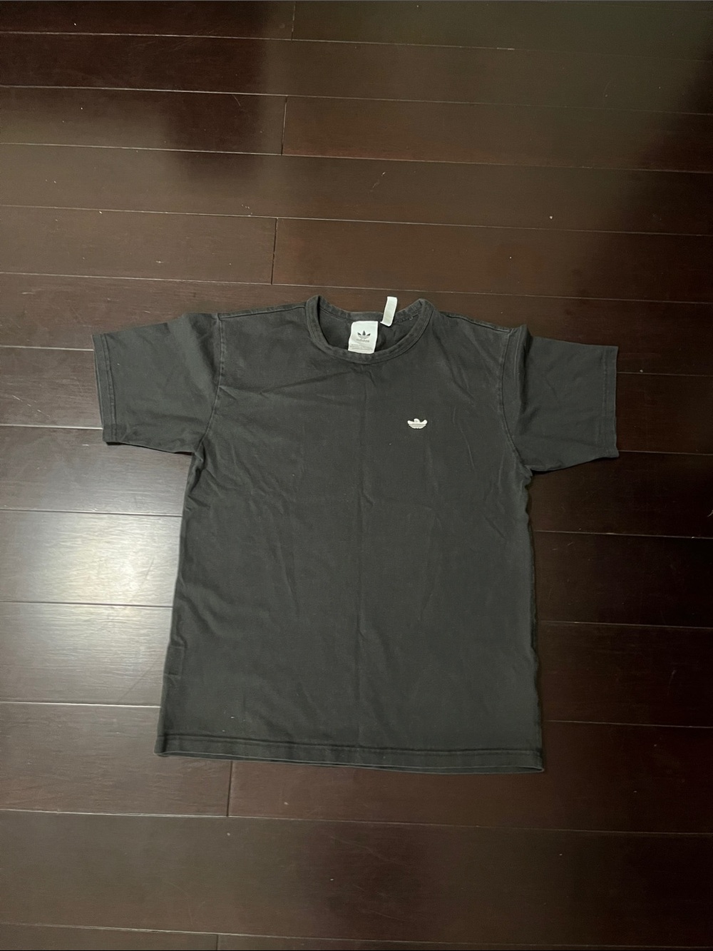 adidas Black Short Sleeve Crew Neck T-Shirt with White Trefoil
